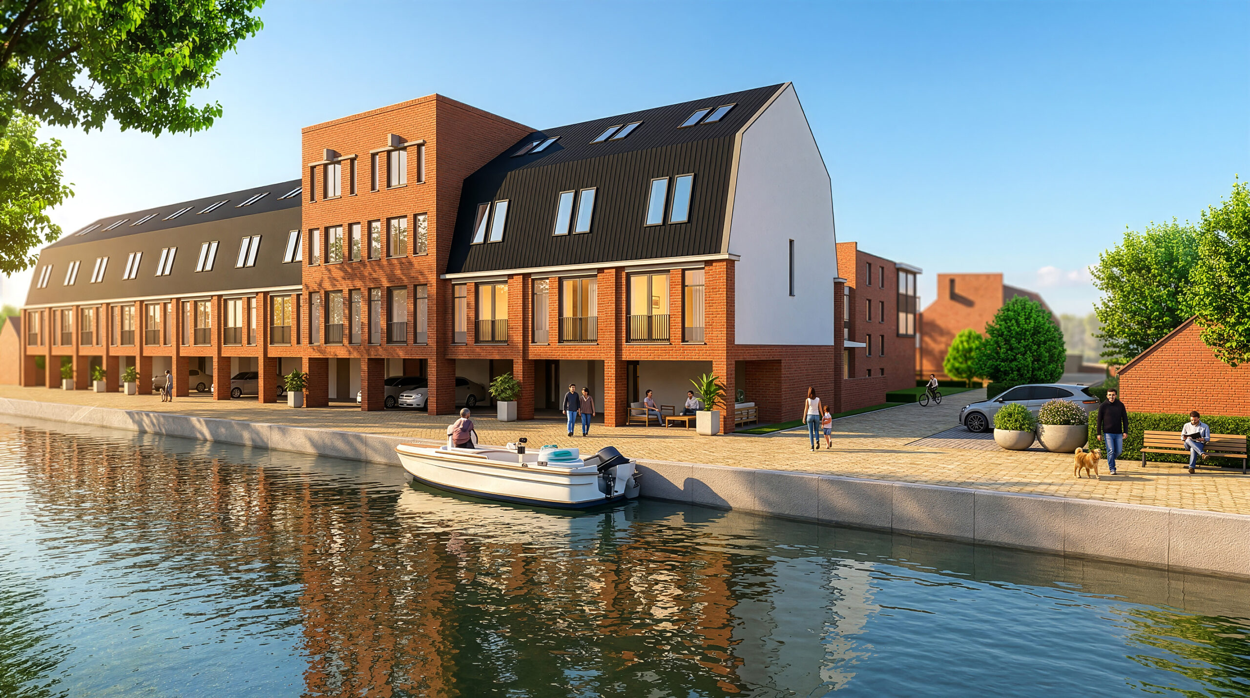 Rijnkade aanzicht vanaf het water